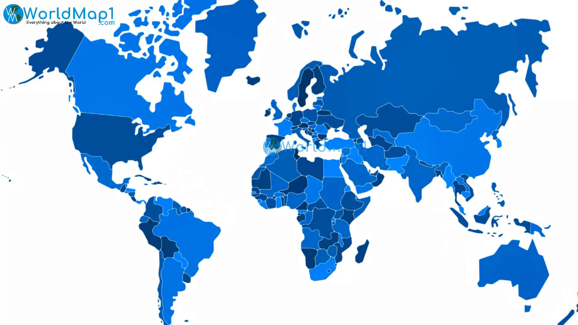 World Blank Map Blue Color